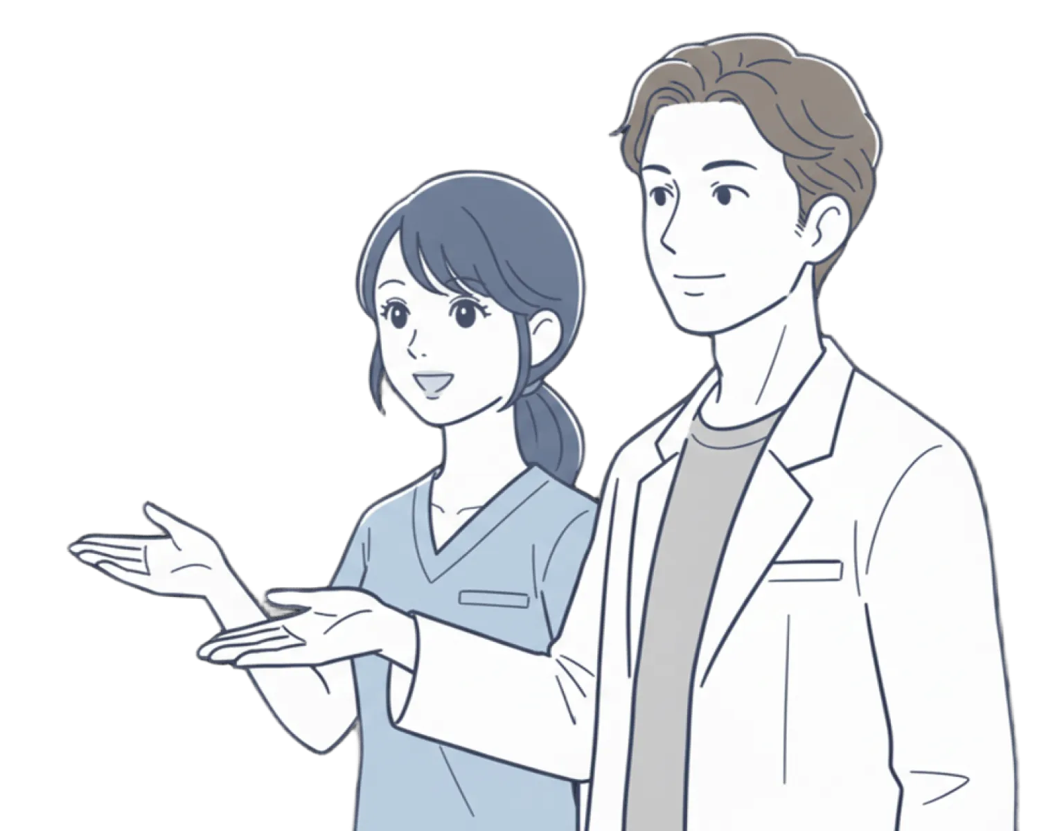 医療従事者がお知らせを案内している様子